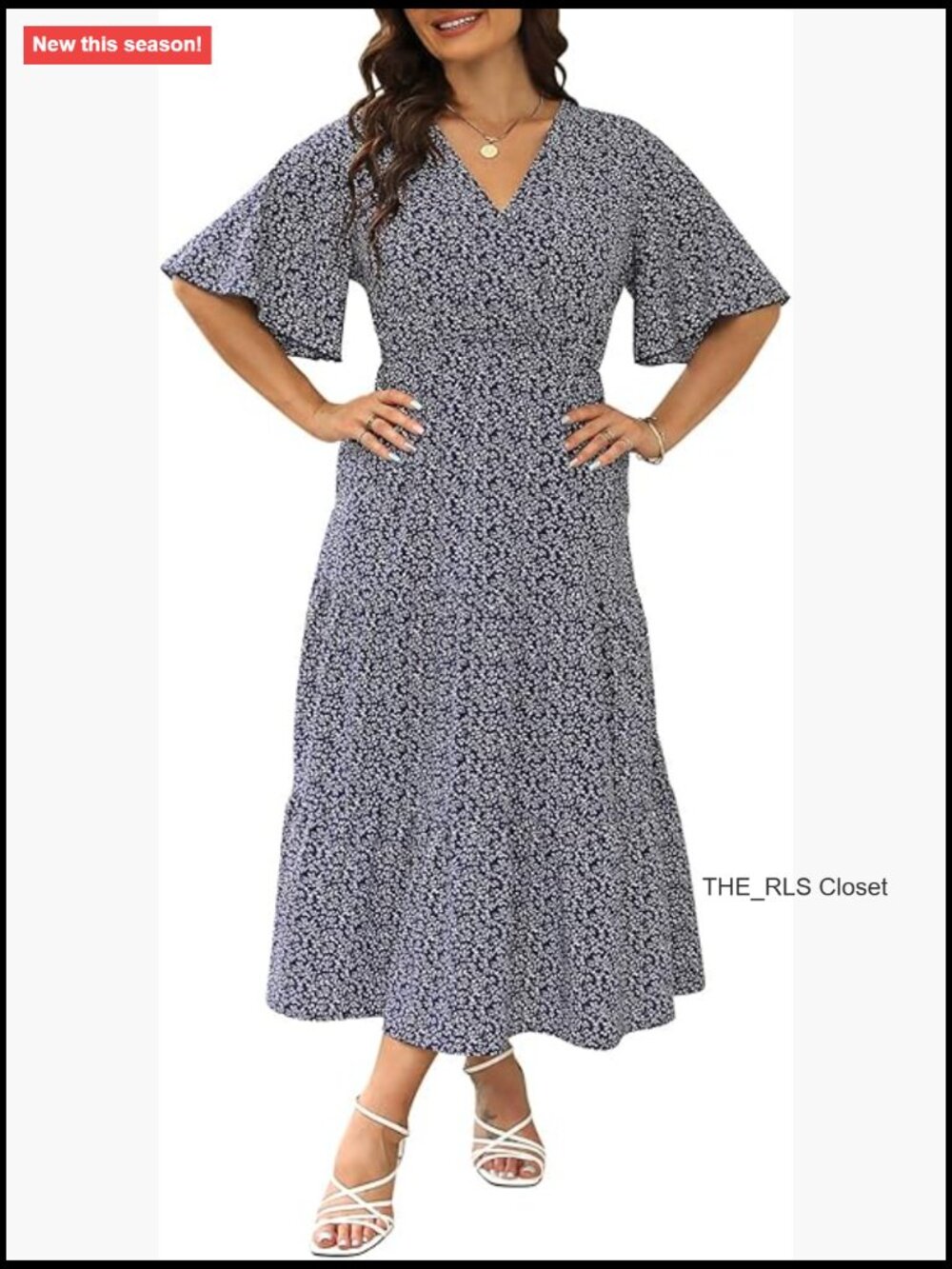 Polyester Maxi Dress With V-Neck And Empire Waist For Wedding Guest